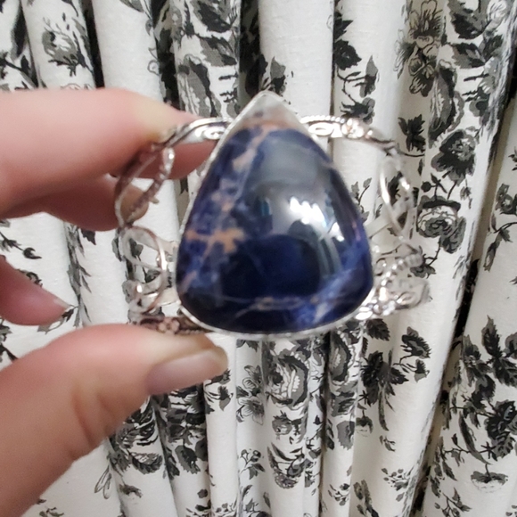 New Sodalite 925 Silver Cuff Bracelet. - Picture 1 of 8